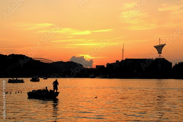 Obraz boat anchor against sunset