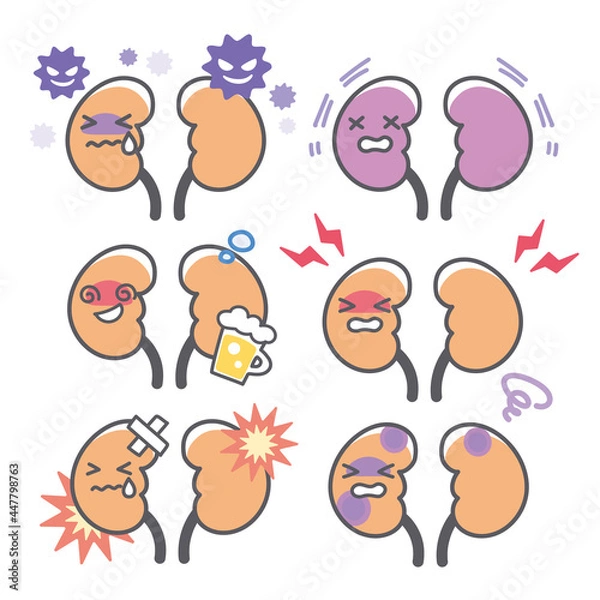 Obraz 人間の腎臓のダメージに関する表情セット