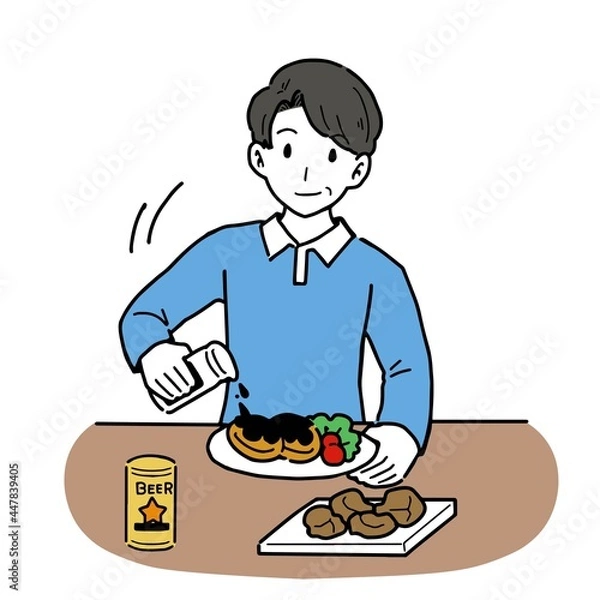 Fototapeta 濃い味付けを好む男性のイラスト