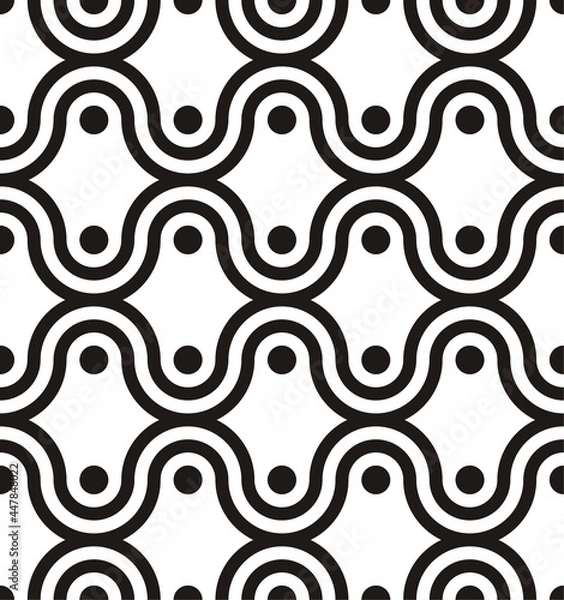 Obraz Seamless pattern wavy semicircle lines