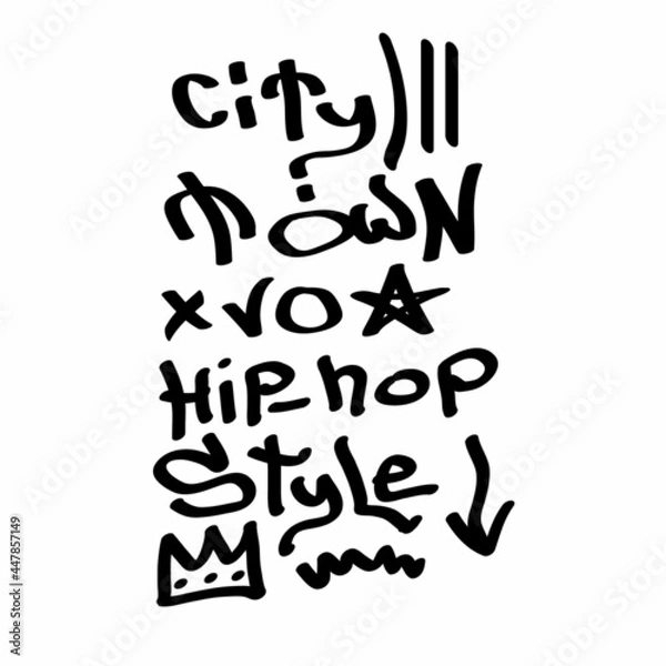 Obraz Many graffiti tags on a white background. Vector art.