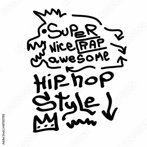 Fototapeta Many graffiti tags on a white background. Vector art.