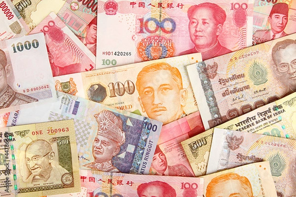 Obraz Background of asian currency.