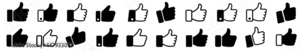 Fototapeta Set thumb up icon vector. Finger up symbol. I like sign isolated on white background - vector illustration