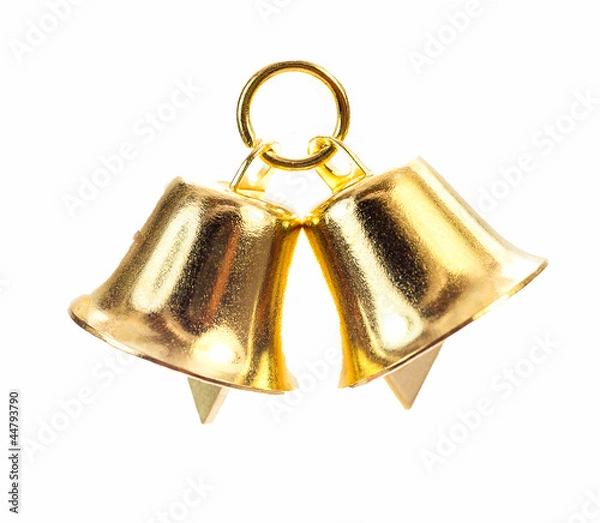 Obraz Golden bell on white background
