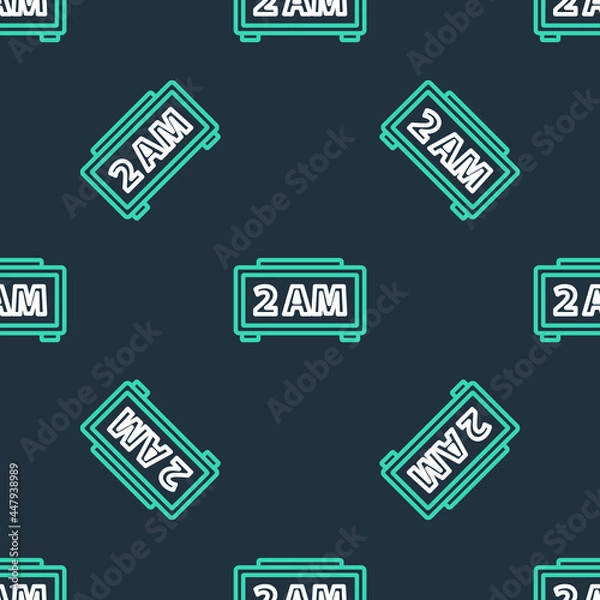Fototapeta Line Digital alarm clock icon isolated seamless pattern on black background. Electronic watch alarm clock. Time icon. Vector