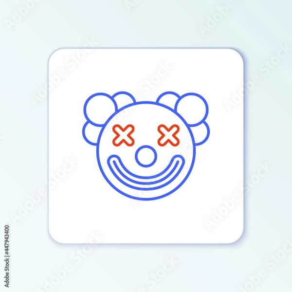 Fototapeta Line Clown head icon isolated on white background. Colorful outline concept. Vector