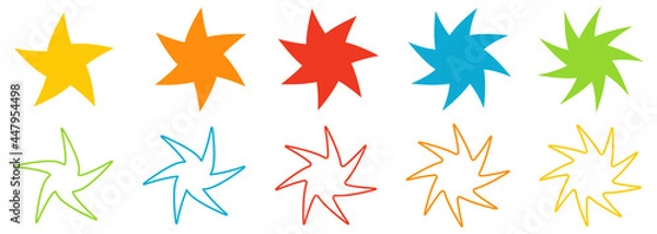 Fototapeta Star with distorted, slightly twisted spikes, version with five to nine points