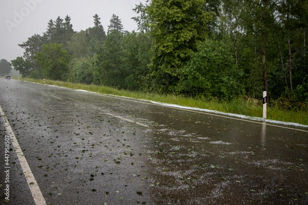 Obraz Road during storm Hail thunderstorm climate