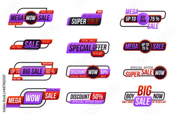 Fototapeta Sticker, badge, coupon store, sale tag, banner.