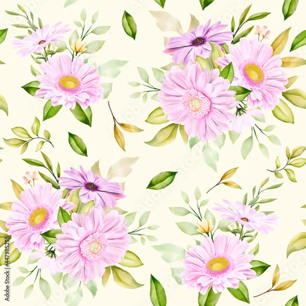 Fototapeta hand drawn chrysanthemum seamless pattern