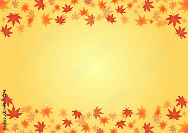 Fototapeta 舞う　秋　モミジ　紅葉　カエデ　フレーム　背景