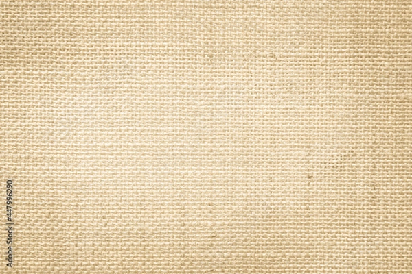 Fototapeta Jute hessian sackcloth canvas woven texture pattern background in light beige cream brown color blank empty