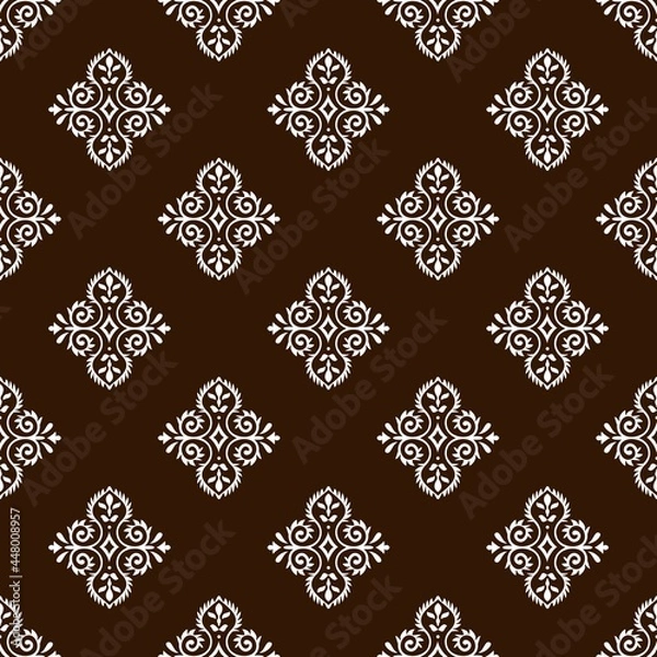 Fototapeta Indian traditional pattern, floral seamless vector background for saree clothes textile, fabric print. Seamless paisley backdrop with leaves and flowers, Brazier