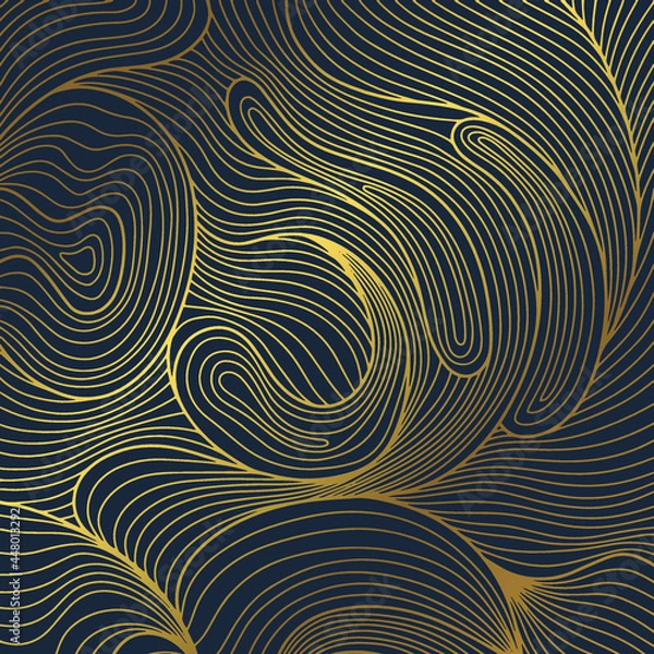 Fototapeta Vector art. Cover layout template. Wavy curved line background
