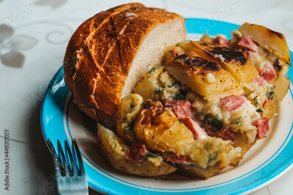 Obraz Stuffed potatoes with bread