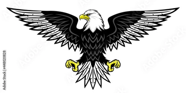Fototapeta Illustration with bald eagle icon isolated on white background.
