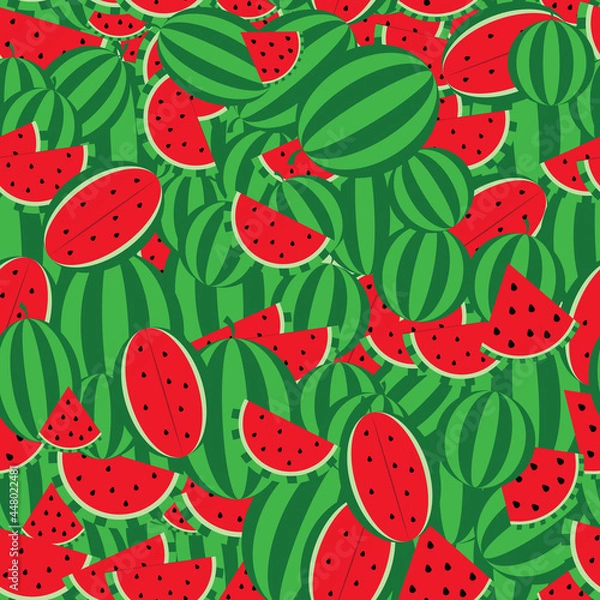 Obraz Seamless pattern with the image of a lot of watermelons.
