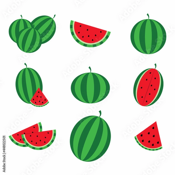 Obraz A set of watermelons isolated on a white background.