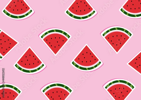 Obraz seamless pattern with watermelon watermelon slice pink summer sticker background