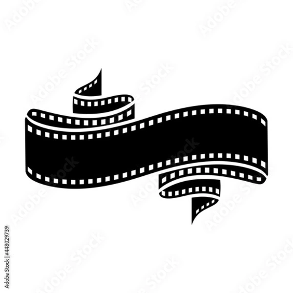 Obraz Curved film strip, element for cinema design. Movie and video symbol.