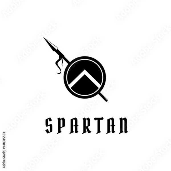 Fototapeta Spartan shield and spear logo