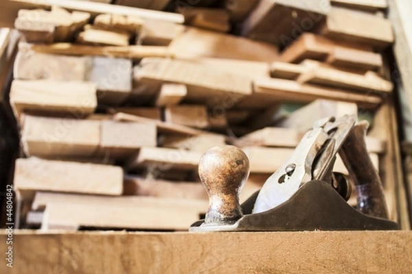 Obraz Old plane with planks on background