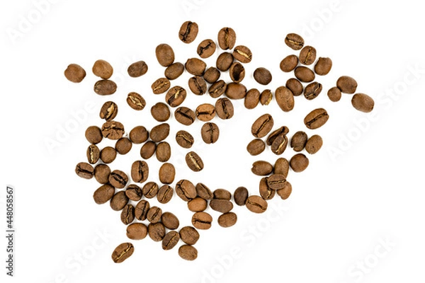 Obraz сoffee beans on white background. close-up of сoffee beans top view