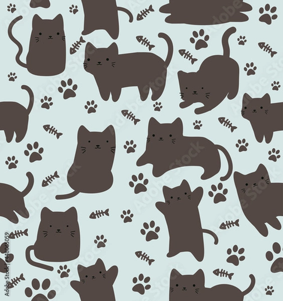 Fototapeta cartoon cats  doodle in diferent style seamless pattern