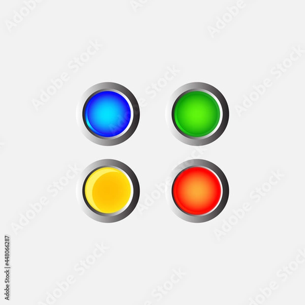 Fototapeta illustration vector graphic of set button perfect for Traffic lamps, plastic pin, emblem, volunteer label, emergency button