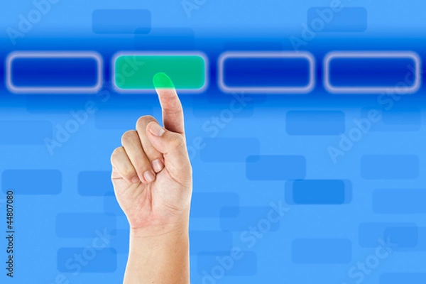 Fototapeta The hand push blank button