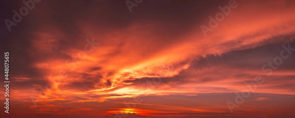 Fototapeta orange sky clouds at sunset