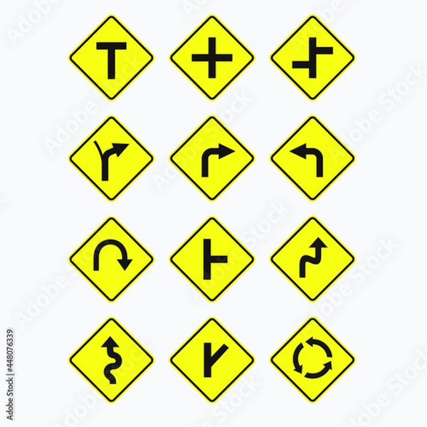 Fototapeta a collections of traffic sign symbol, vetor art.