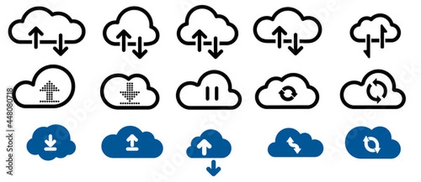 Fototapeta cloud line icon set on white background. Vector