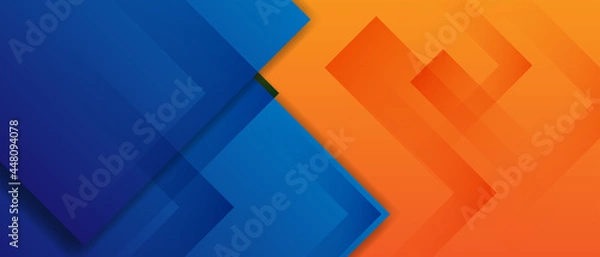Fototapeta abstract blue orange background with realistic papercut