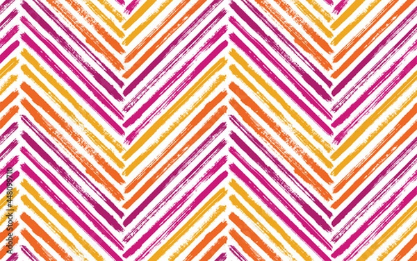 Obraz Brush stroke chevron zig zag seamless pattern.