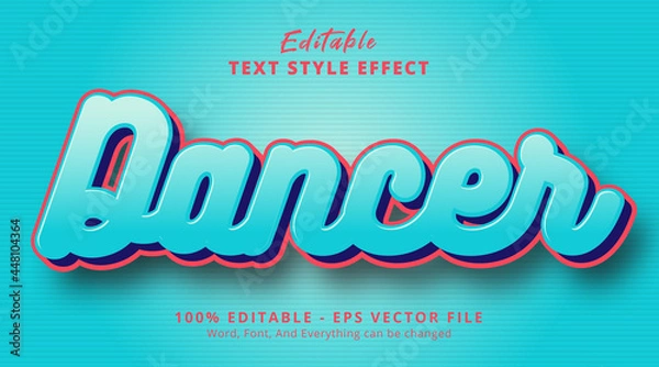 Fototapeta Editable text effect, Dancer text on smooth blue style effect