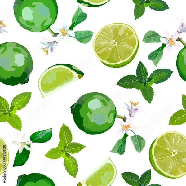 Obraz Lime and mint seamless pattern
