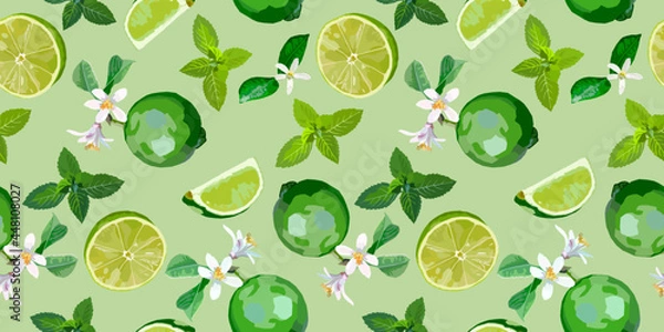 Fototapeta Mint and lime vector seamless pattern