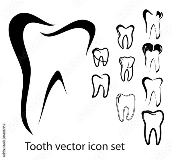 Obraz Tooth vector icon set