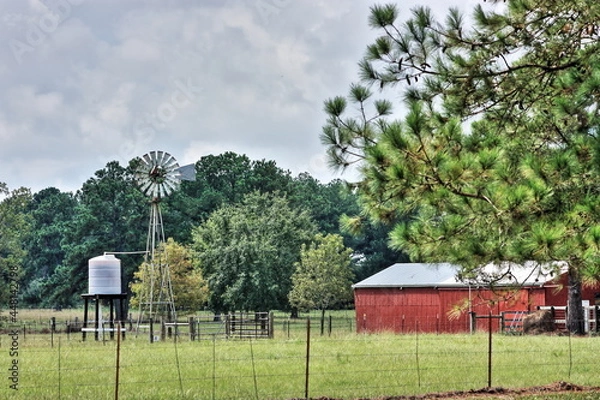 Obraz Tomball Red Barn Windmill