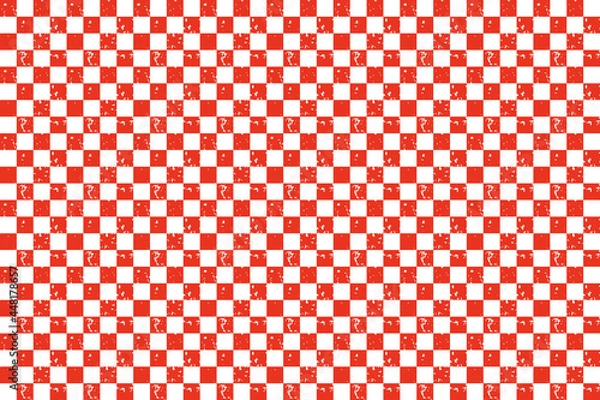 Fototapeta 市松模様　赤　ガサガサ