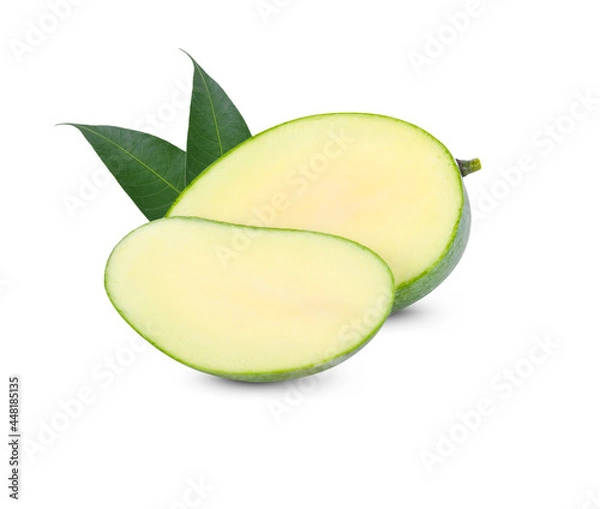 Fototapeta green mango on white background