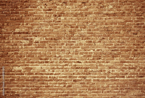 Obraz Grunge Brown Brick Wall Background. Aged Texture