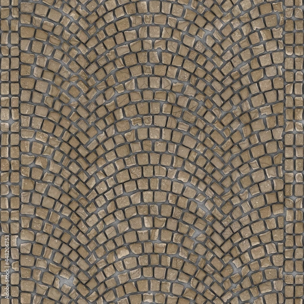 Obraz Arched cobblestone sidewalk pavement