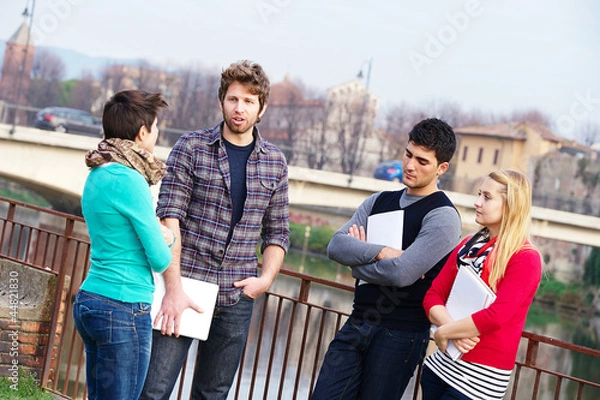 Obraz Multicultural College Students at Park