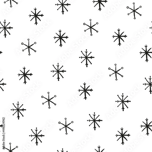 Fototapeta Seamless pattern with hand drawn snowflakes.