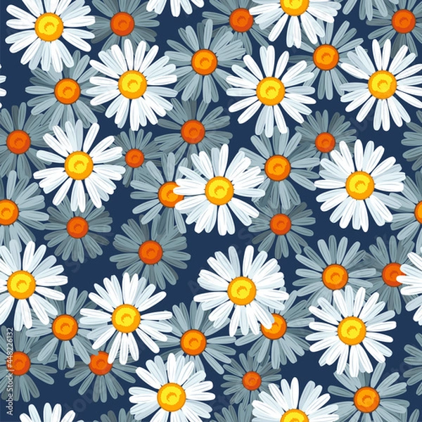 Fototapeta Daisy flower seamless vector pattern