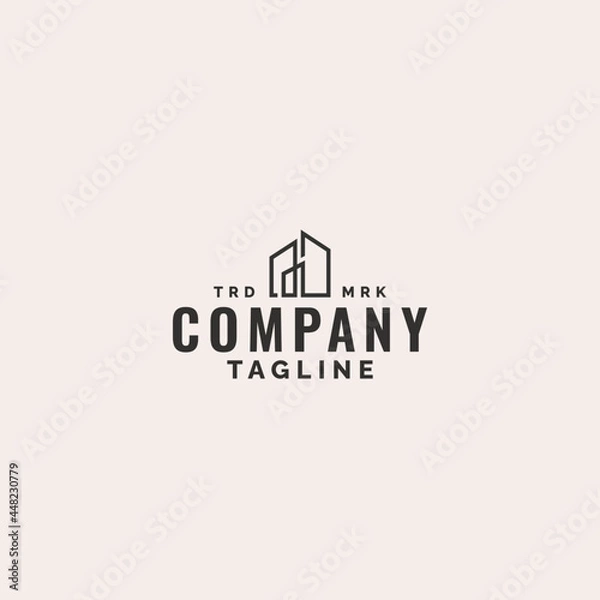 Fototapeta minimalist line art house building real state logo design