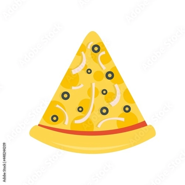 Fototapeta Pizza slice icon flat isolated vector